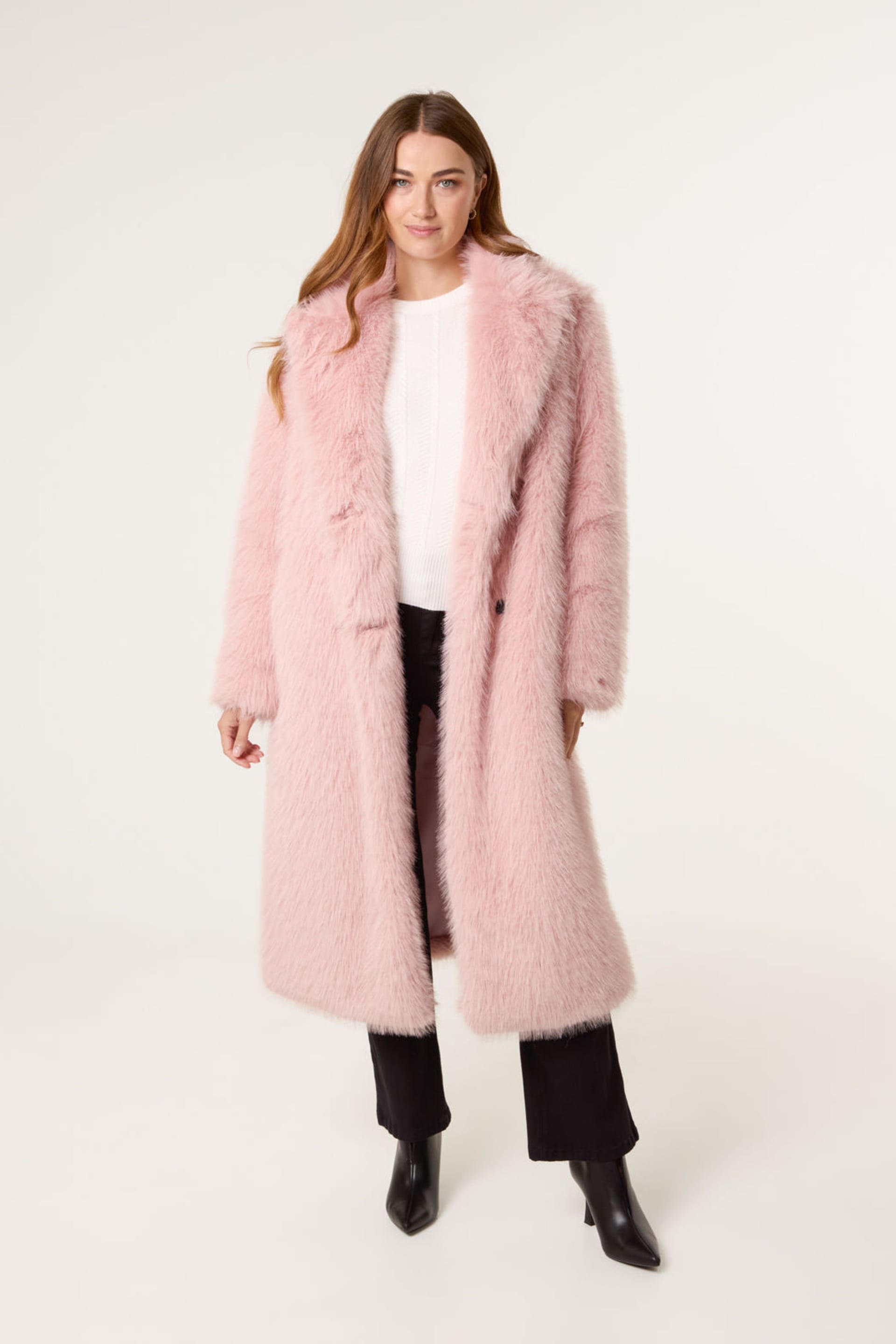 Blue Vanilla Blue Vanilla Women's Pink Long Fluffy Coat - 4