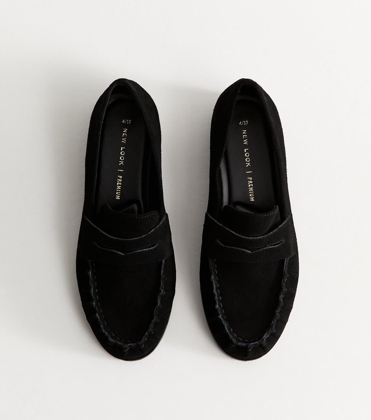 New Look Women's Premium Real Suede Black Penny Slot Loafers New Look
