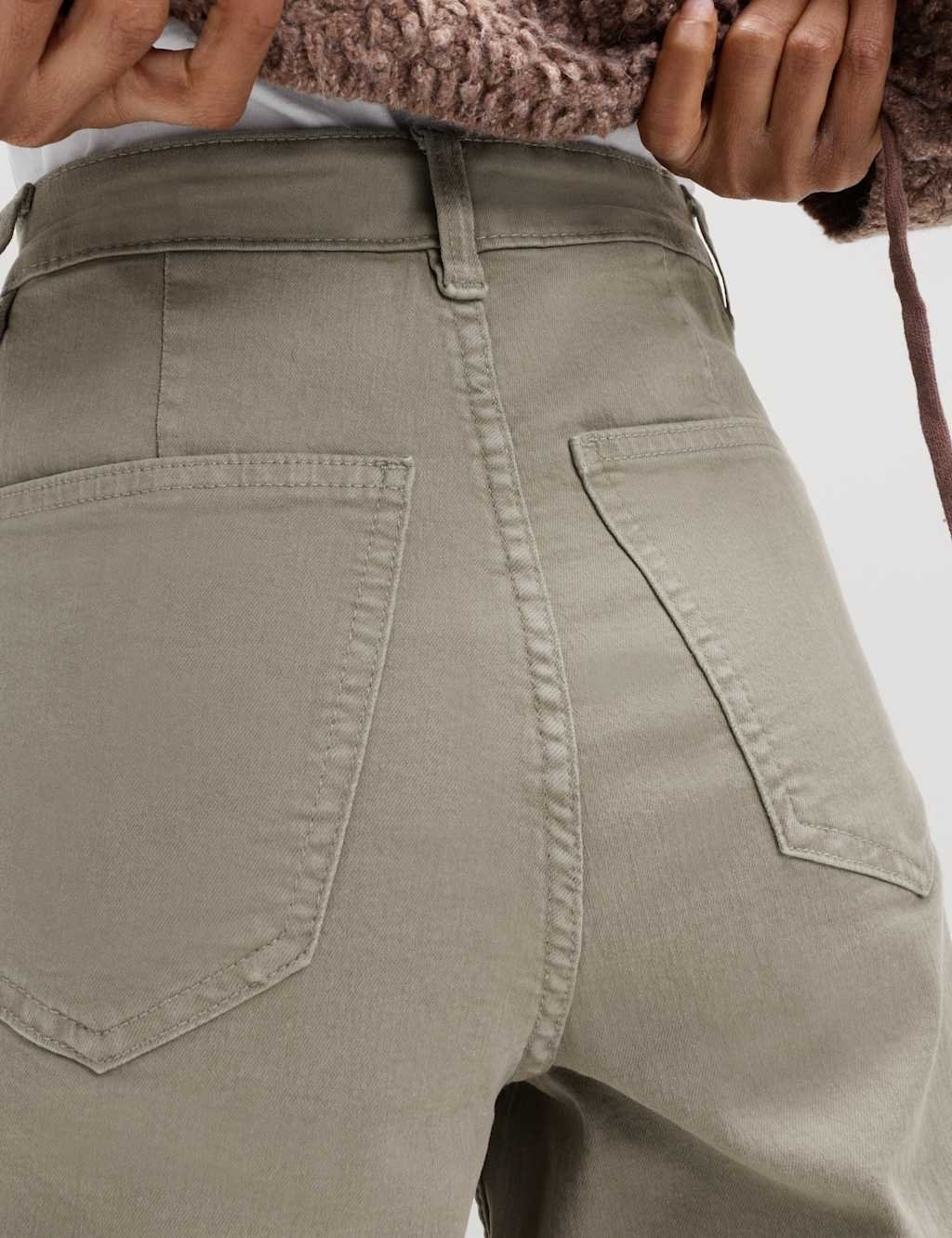 Marks & Spencer M&S High Waisted Wide Leg Ankle Grazer Jeans Taupe - 2