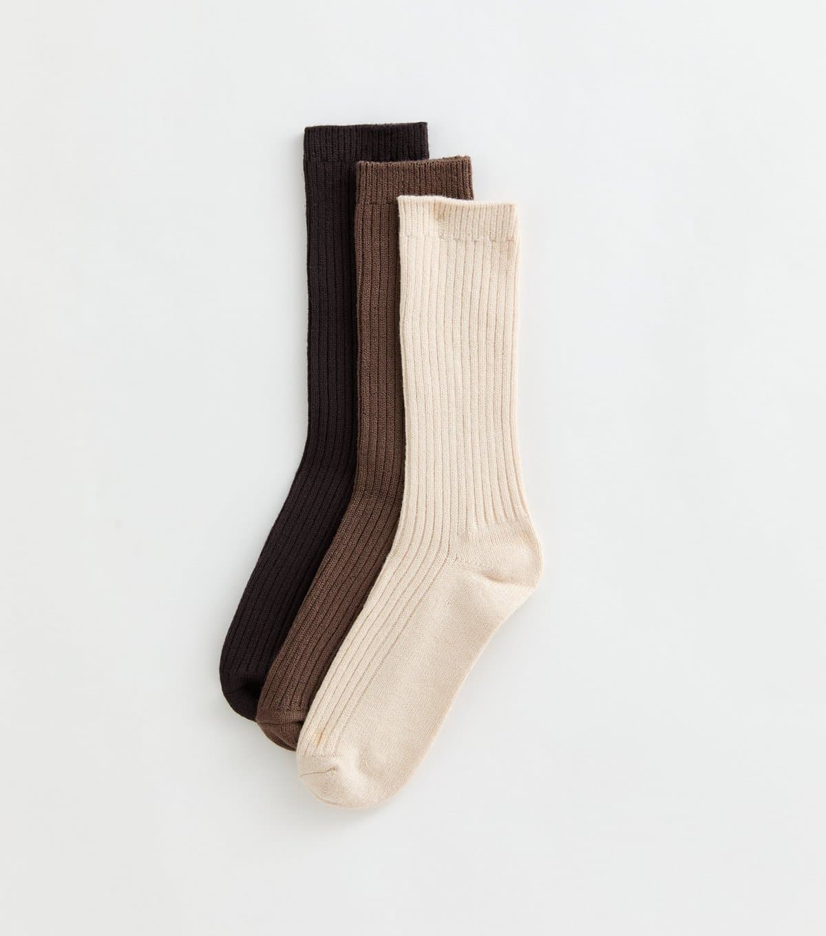 New Look Pack of 3 Mid Brown Ribbed Ankle Socks New Look
