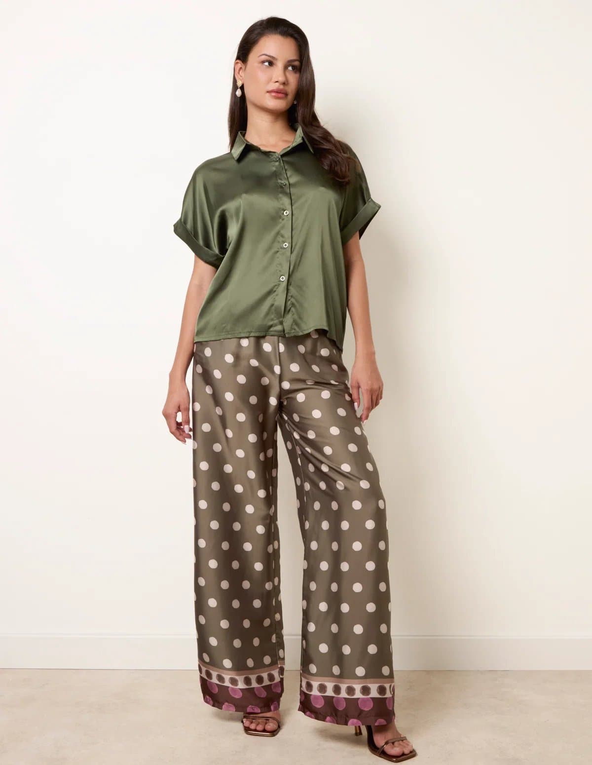 Blue Vanilla Tie Shirt Polka Dot Trouser Set