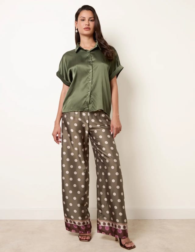 Blue Vanilla Tie Shirt Polka Dot Trouser Set - 2
