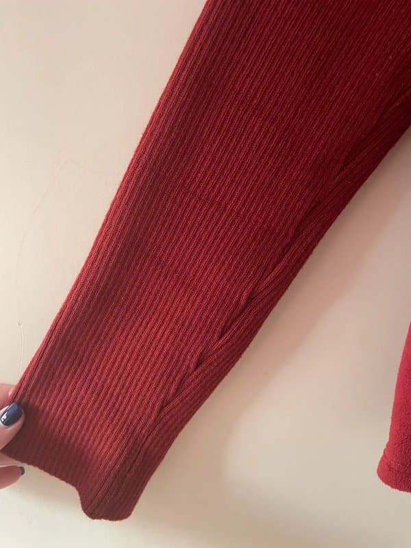 Per Una Per Una by Marks & Spencer Elegant Deep Red Fleece Jacket - Size Large
