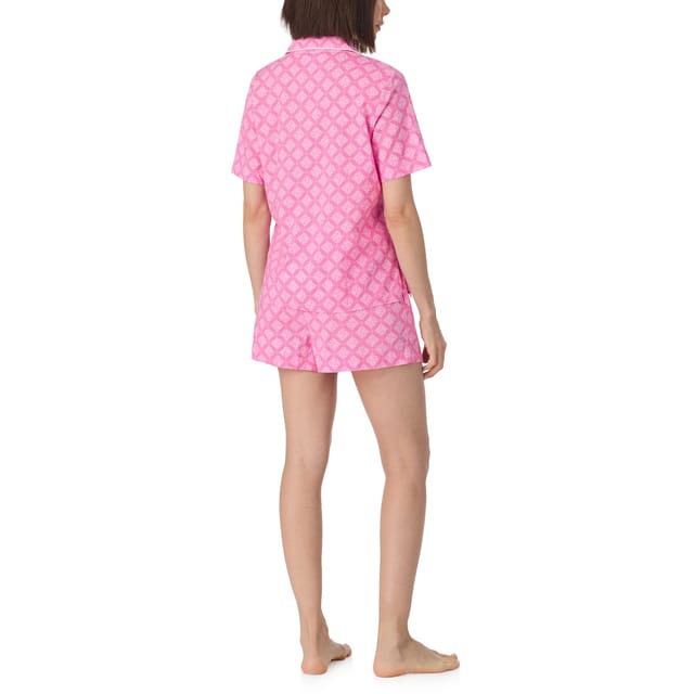 DKNY DKNY Women's Short sleeve notch top & boxer sleep set in orchid pink logo - 2
