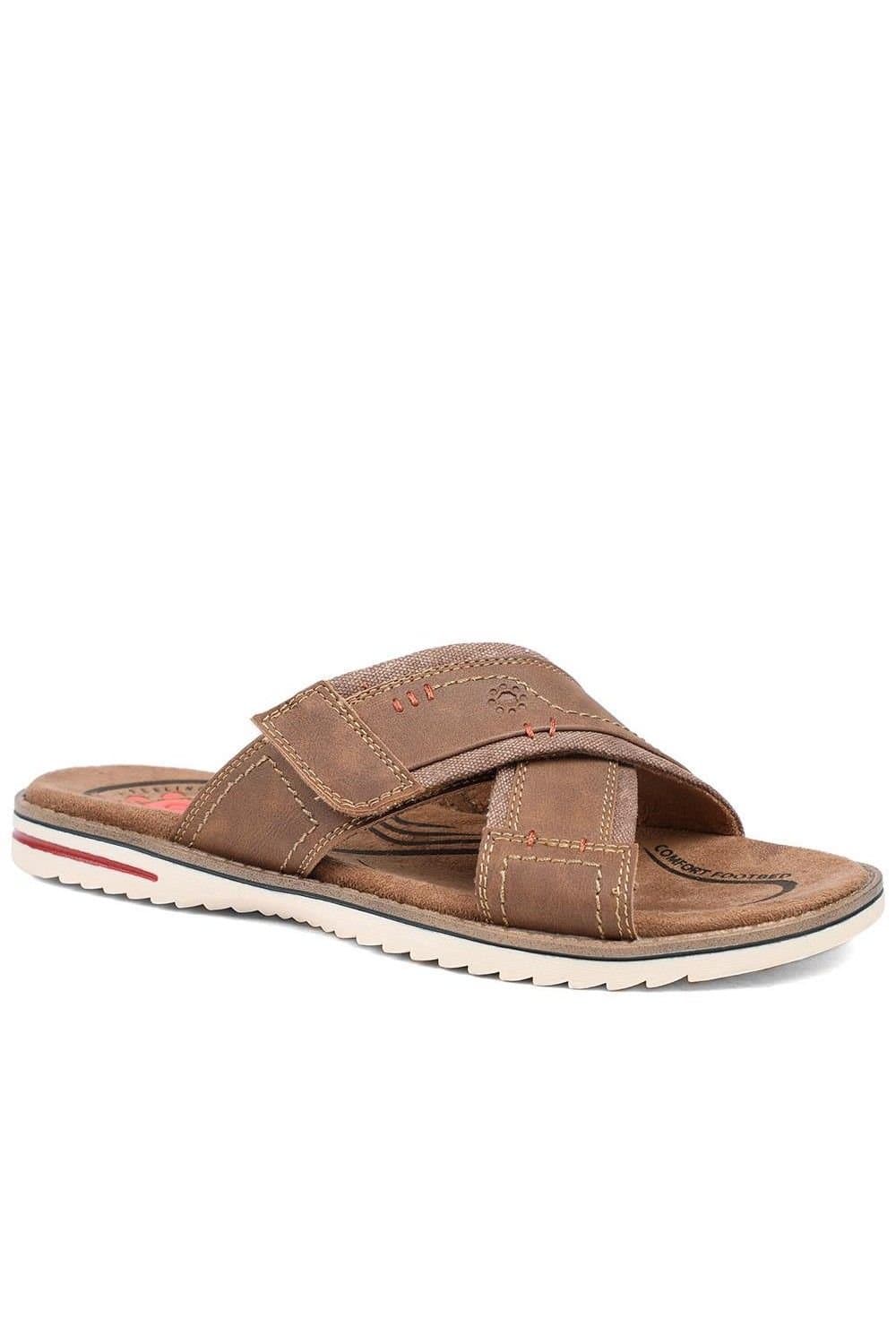 Pavers Pavers Men's Relife Wide Fit Slip On Sandals in Brown