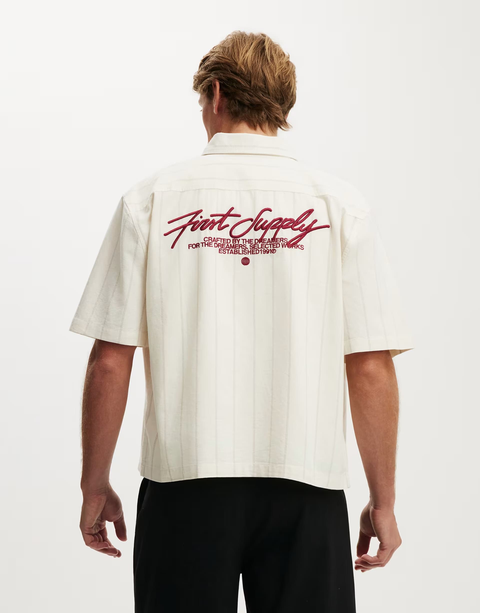 ASOS Cotton On Ventura short sleeve shirt in off-white