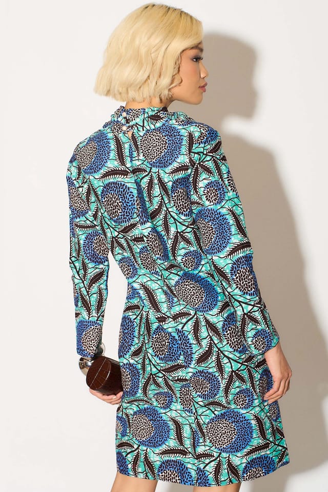 Dals Hart Dals Hart Women's Blue High Neck Floral Mini Dress - 3