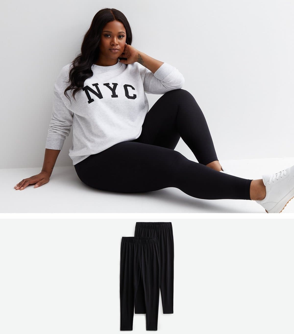 New Look New Look Plus Size Black Jersey Leggings Set