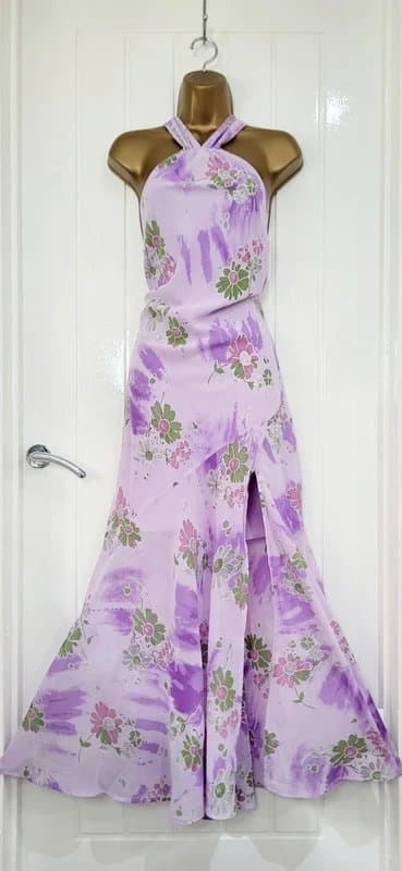 ASOS ASOS / UK 16 Lilac chiffon floral summer long dress lightweight occasion holiday