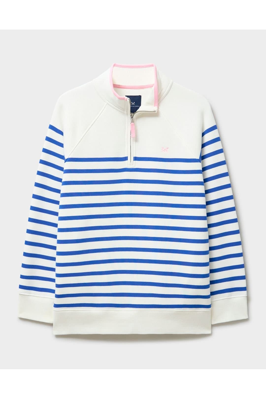 Crew Clothing Crew Clothing Women's Half Zip Sweat White Blue