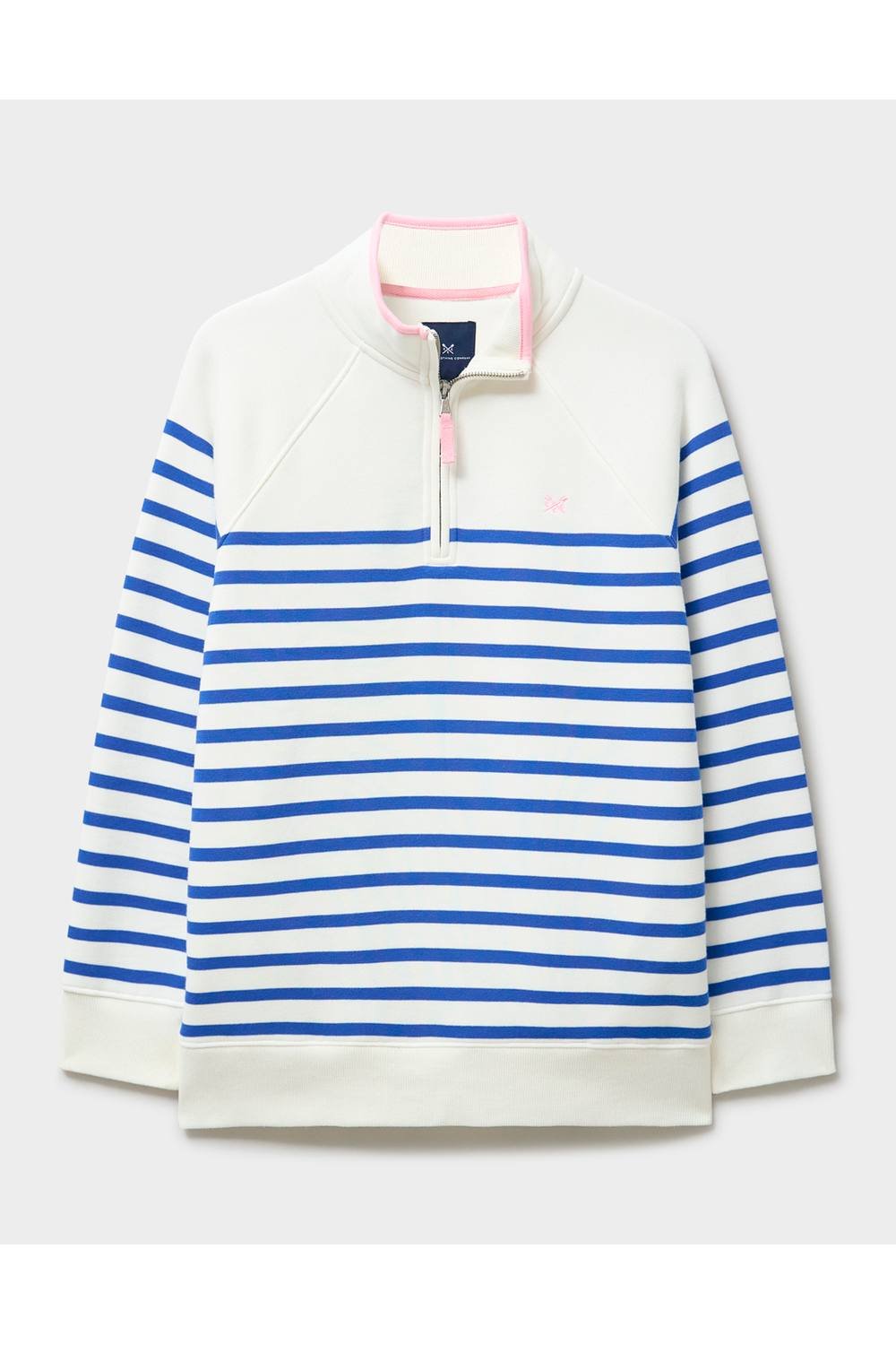 Crew Clothing Crew Clothing Women's Half Zip Sweat White Blue - 2