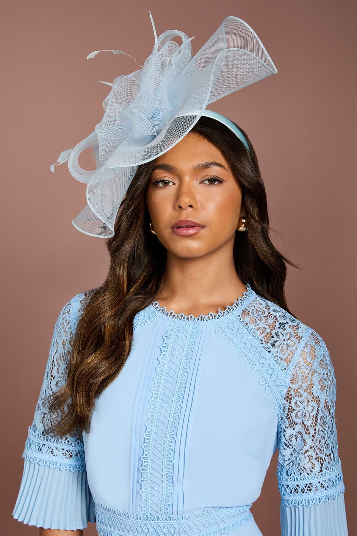 Coast Coast Women's Structured Mesh Bow Flat Fascinator in Dusty Blue