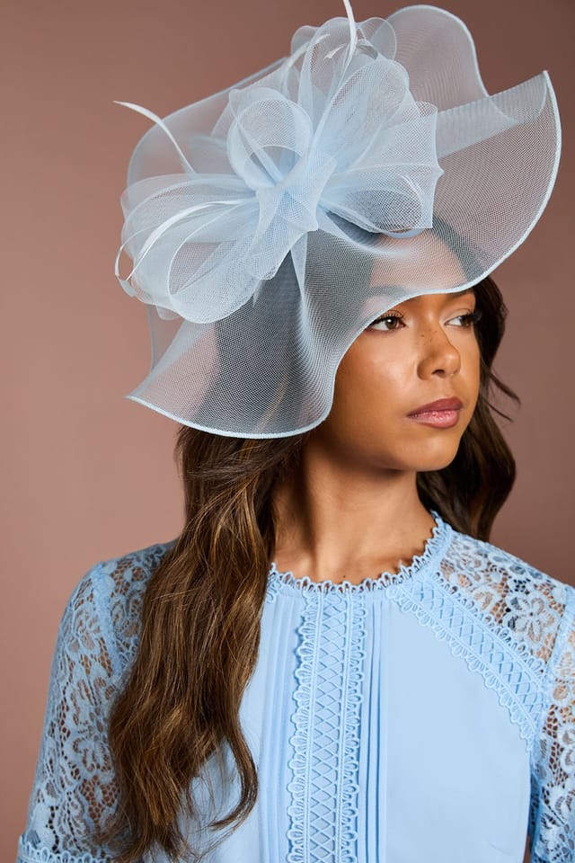 Coast Coast Women's Structured Mesh Bow Flat Fascinator in Dusty Blue - 2
