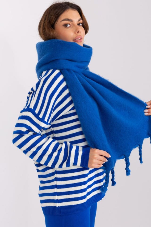 Love Lace Love Lace Women's Long Smooth Polyester Tassel Scarf for Fall Winter Wear in Blue - 2