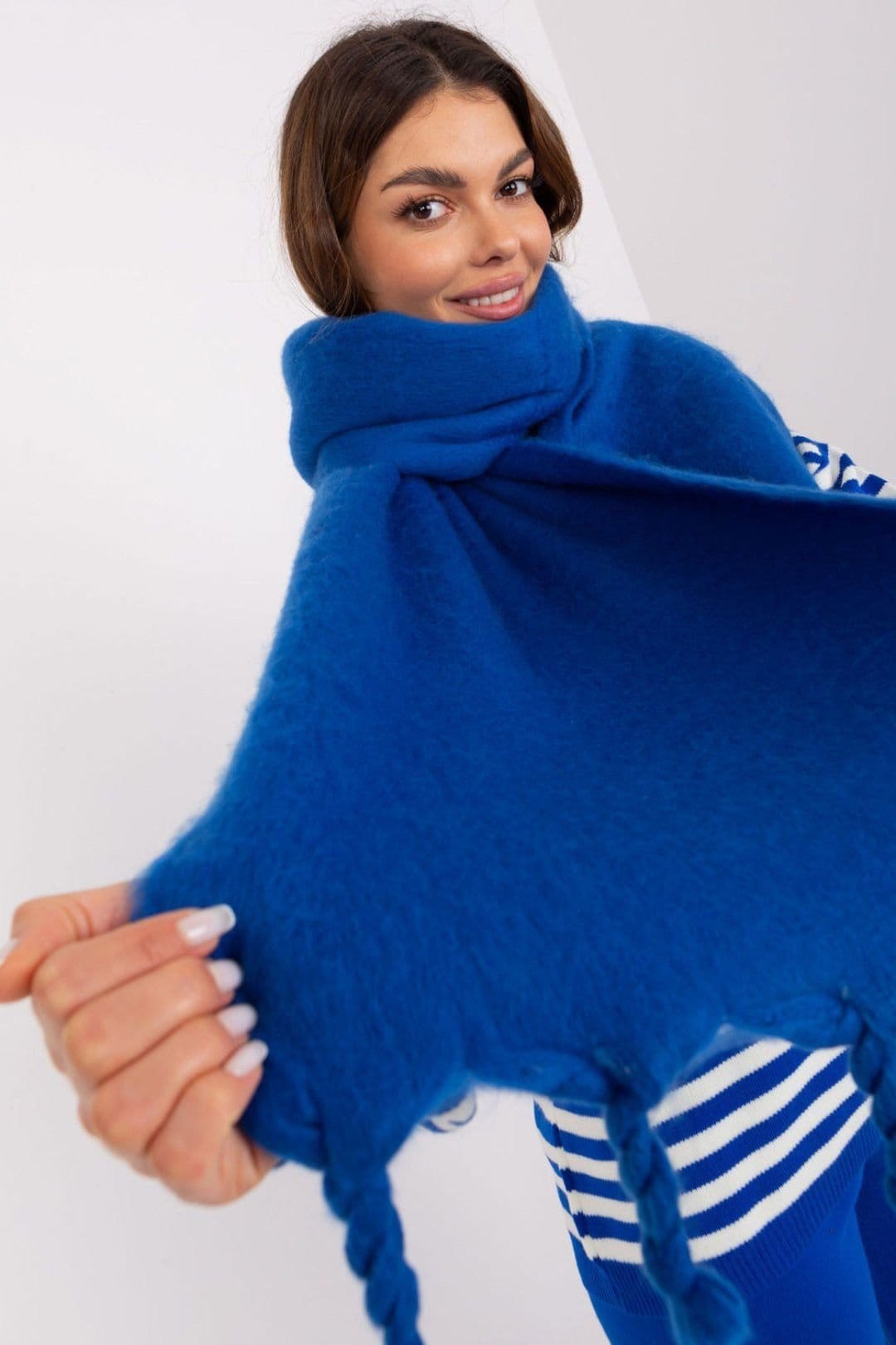 Love Lace Love Lace Women's Long Smooth Polyester Tassel Scarf for Fall Winter Wear in Blue - 4