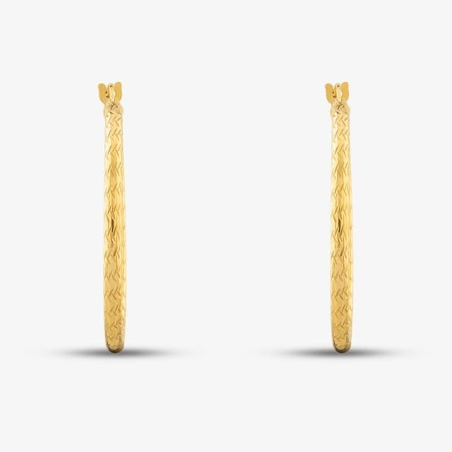 T.H.Baker T.H.Baker Women's 9ct Yellow Gold 30mm Diamond Cut Creole Earrings 1.53.4819 - 2