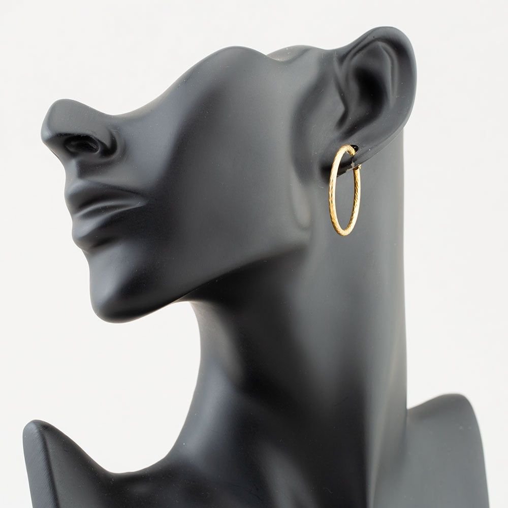 T.H.Baker T.H.Baker Women's 9ct Yellow Gold 30mm Diamond Cut Creole Earrings 1.53.4819 - 3