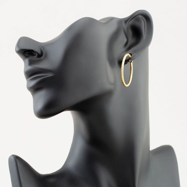 T.H.Baker T.H.Baker Women's 9ct Yellow Gold 30mm Diamond Cut Creole Earrings 1.53.4819 - 3