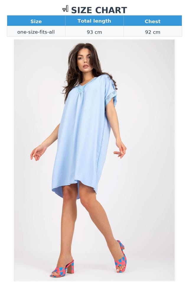Love Lace Love Lace Women's Everyday Loose Fit Day Dress Lace Heart Neck in Blue - 3