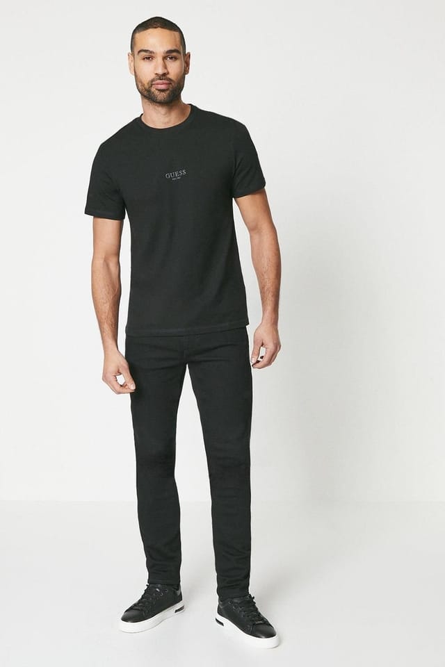 Guess Guess Men's Aidy Crew Neck Ss Tee Jet Black - 2