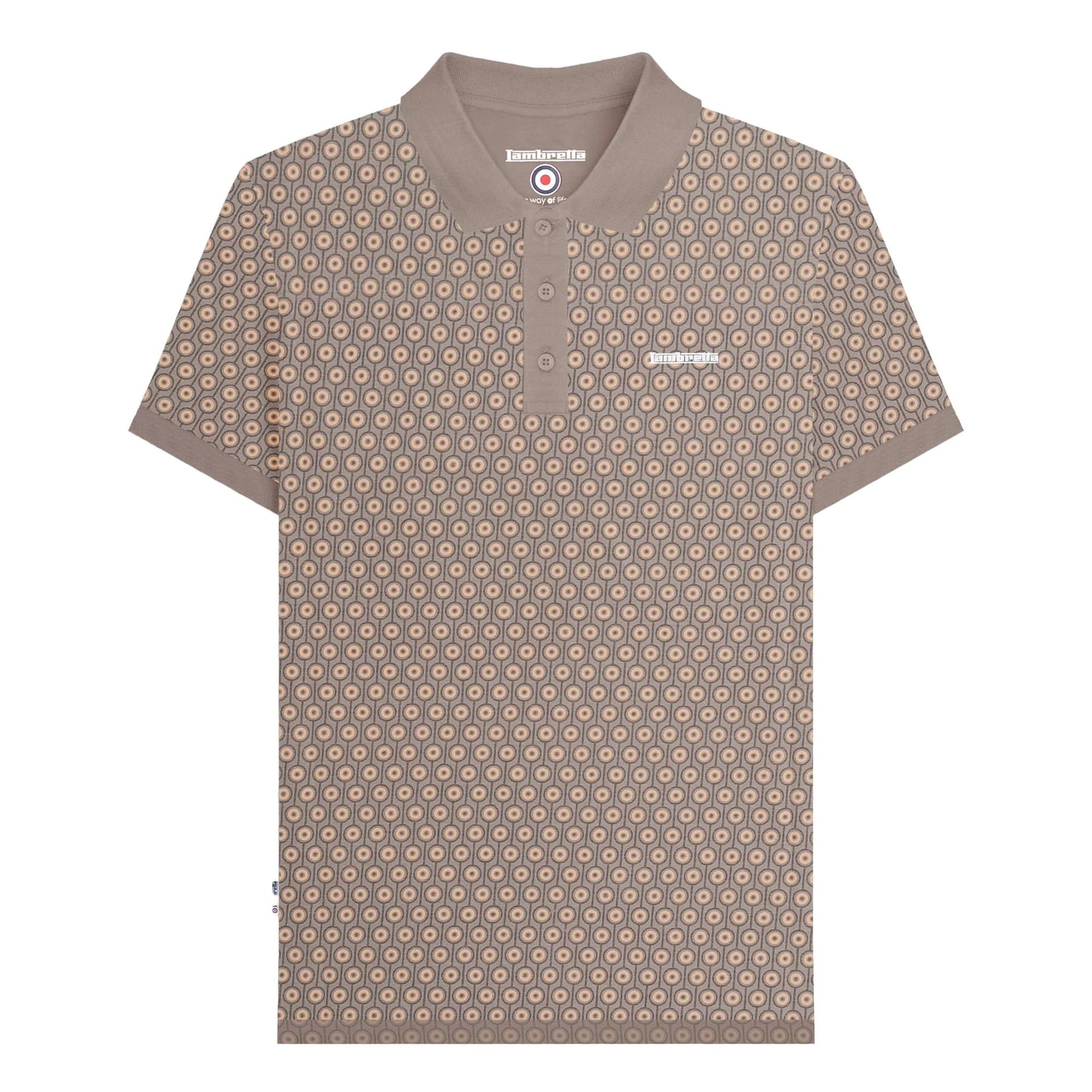 Lambretta Lambretta Men's AW24 Geometric Polo Shirt in Light Brown