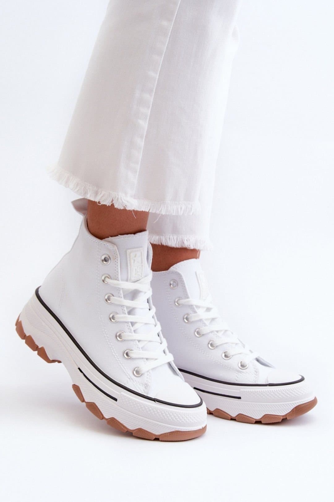 Love Lace Love Lace Women's Textile High Platform Sneakers with Elevated Sole Everyday in White