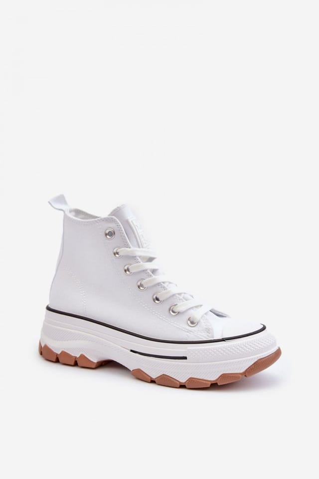 Love Lace Love Lace Women's Textile High Platform Sneakers with Elevated Sole Everyday in White - 2