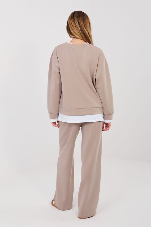 Love Lace Love Lace Women's Casual Minimal Tracksuit Set with Pockets in Beige - 2