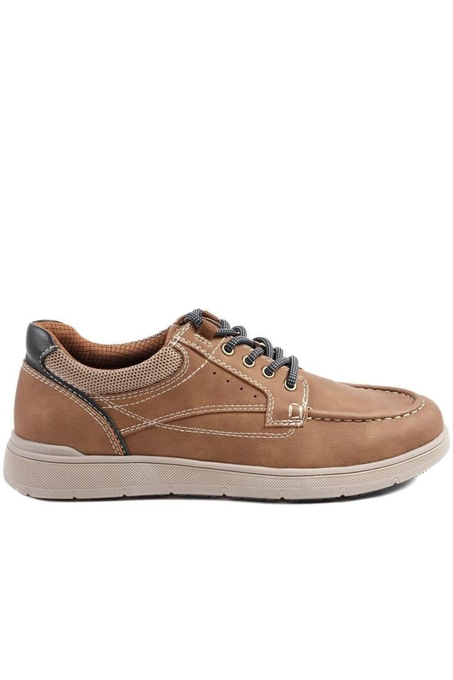 Pavers Pavers Men's Wide Fit Casual Lace Up Shoes in Tan - 2