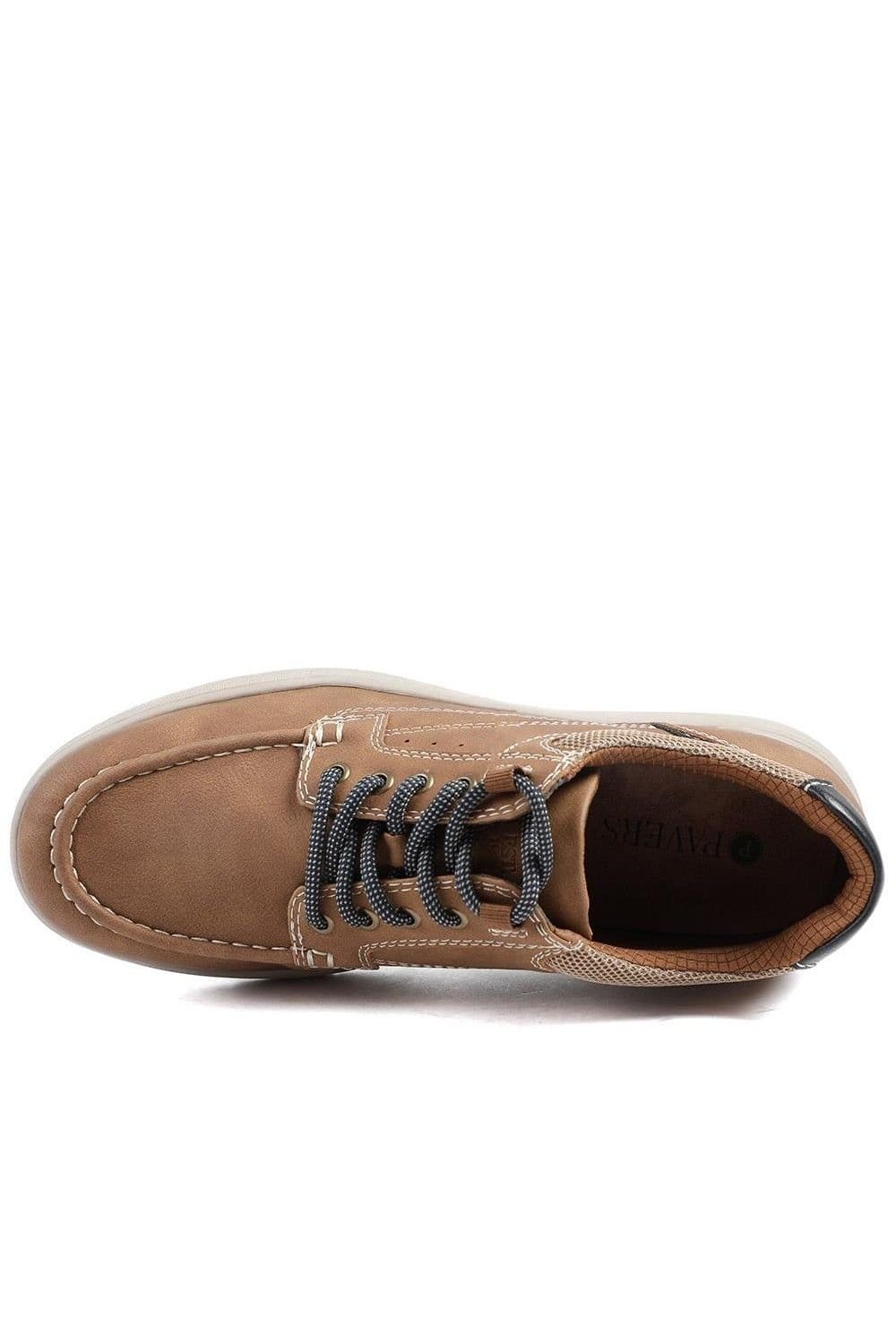 Pavers Pavers Men's Wide Fit Casual Lace Up Shoes in Tan - 4