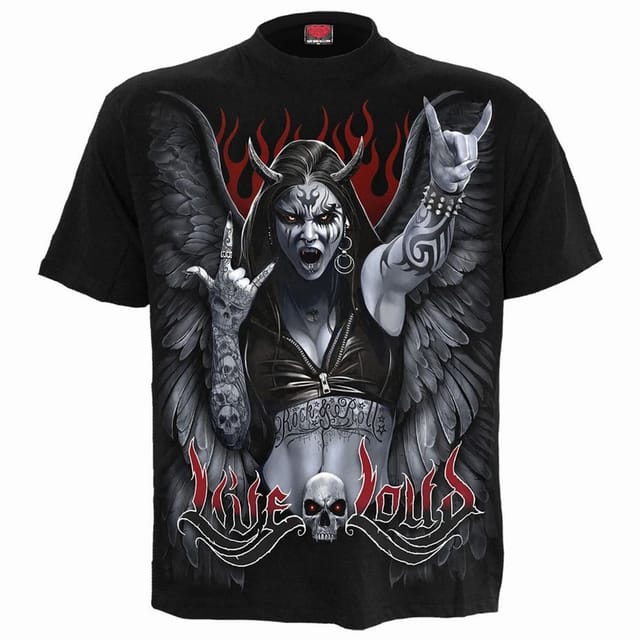 Spiral Direct Spiral Direct Men's Live Loud Back Print T-Shirt in Black - 2