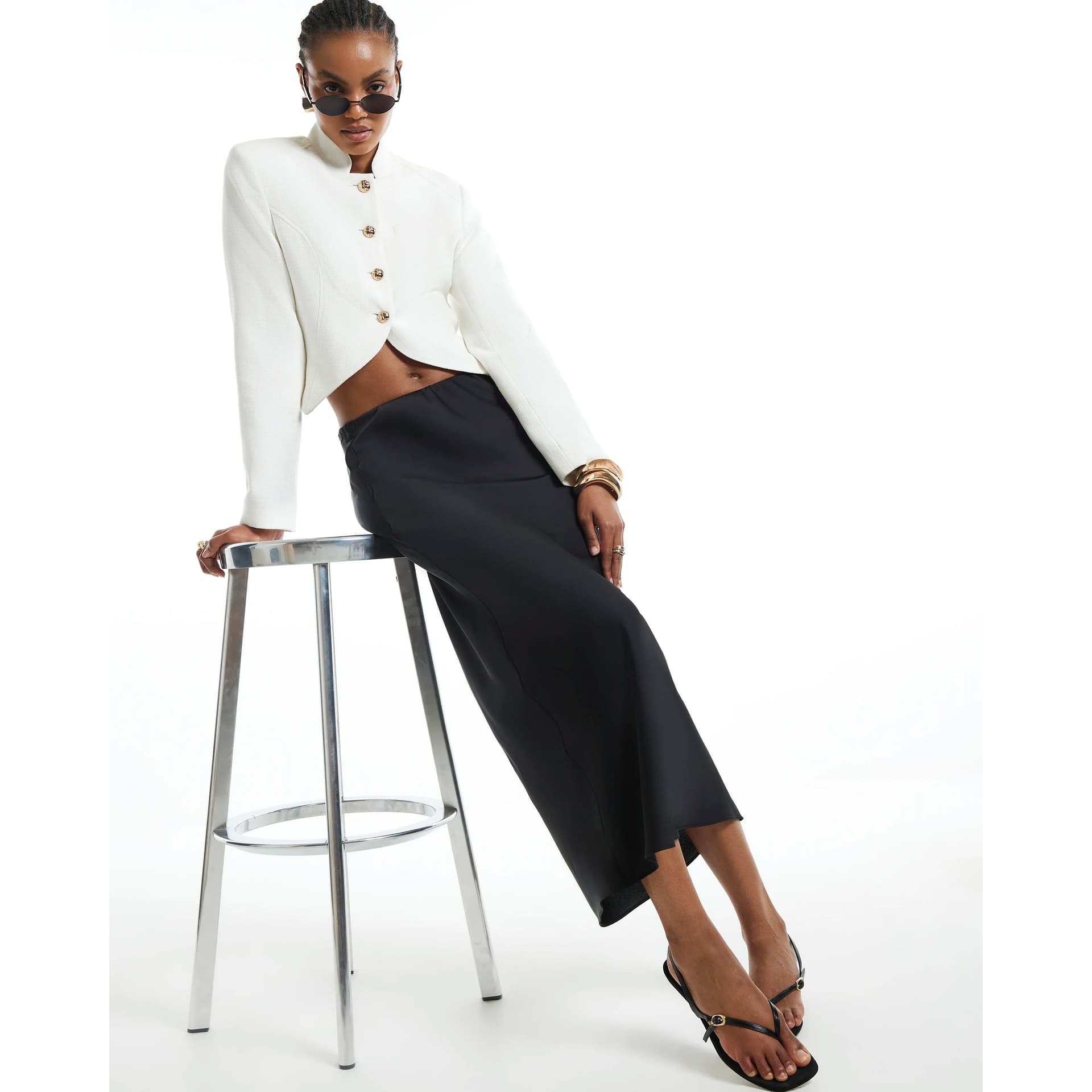 River Island River Island Womens Black Satin Maxi Skirt