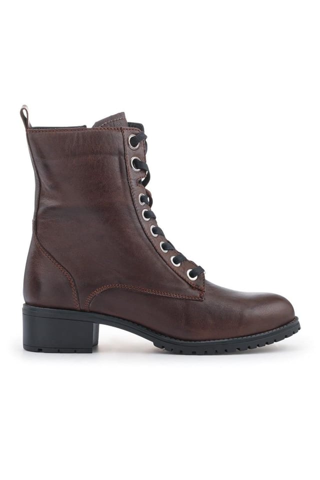 Jones Bootmaker Jones Bootmaker Women's Maura Leather Block Heel Boots in Brown - 2