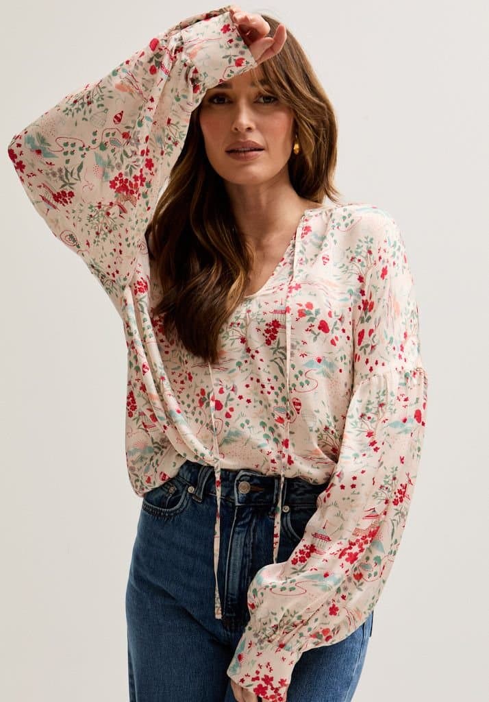 Lily and Lionel Lily and Lionel Women's Rosetti Billowy Sleeves Wishing Well Print Blouse In Multi