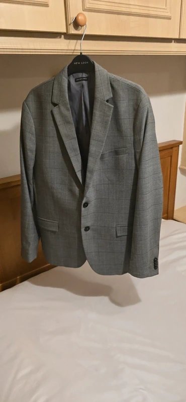 New Look New Look Men Grey Check Suit Jacket Skinny Fit Never Worn - 1