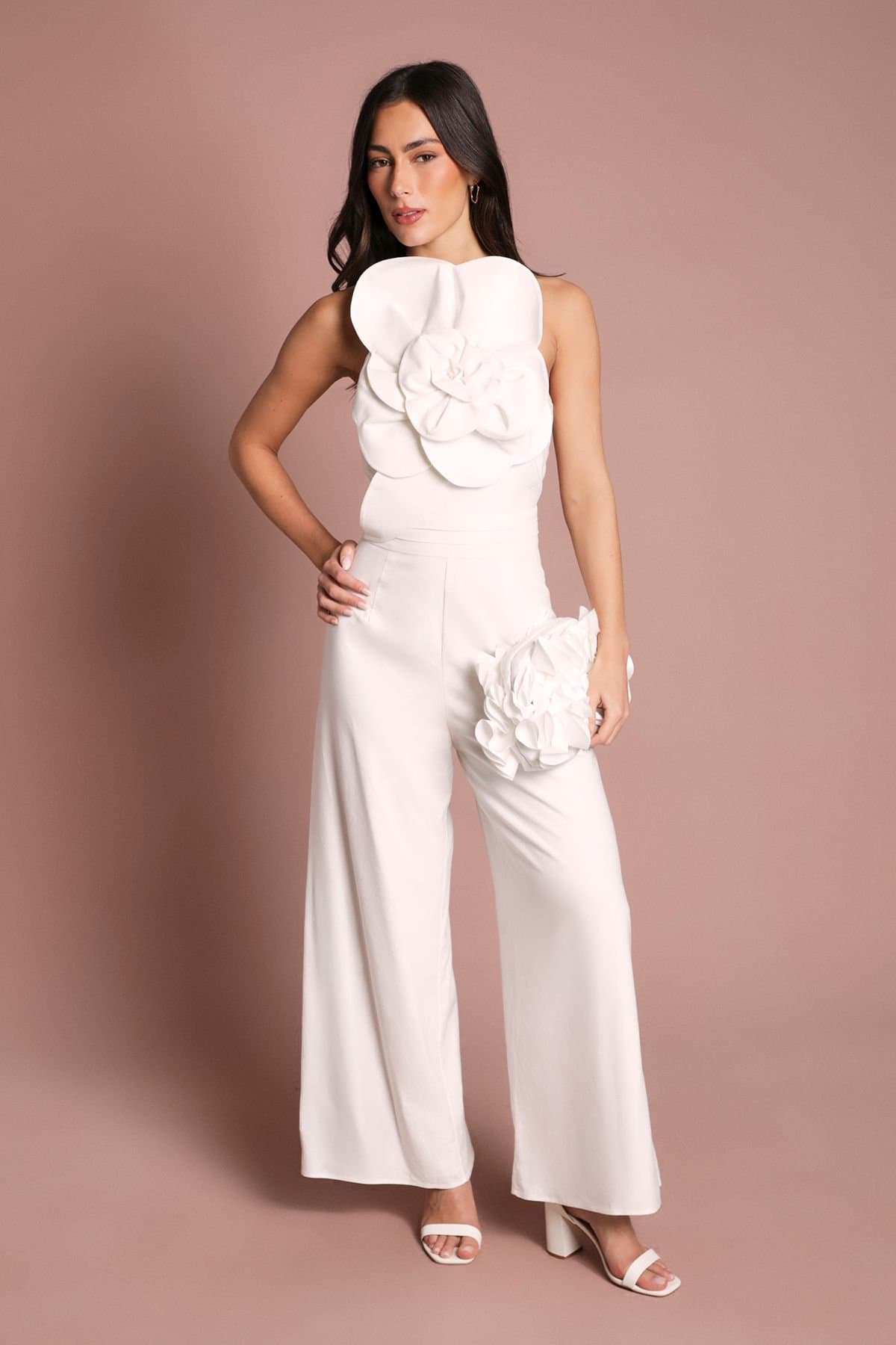 Coast Coast Women's Corsage Pleated Trouser Wide Leg Jumpsuit in Ivory