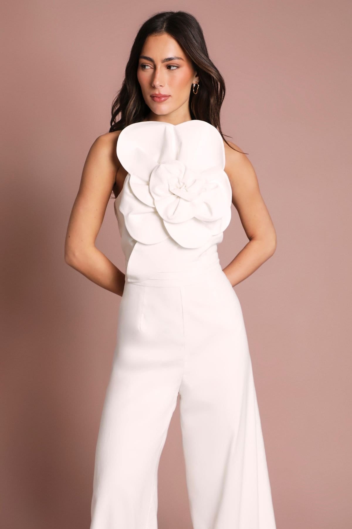 Coast Coast Women's Corsage Pleated Trouser Wide Leg Jumpsuit in Ivory - 4