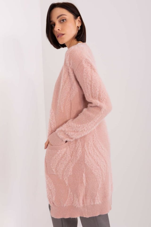 Love Lace Love Lace Women's Variegated Long Sleeve Open Cardigan with Pockets in Pink - 2