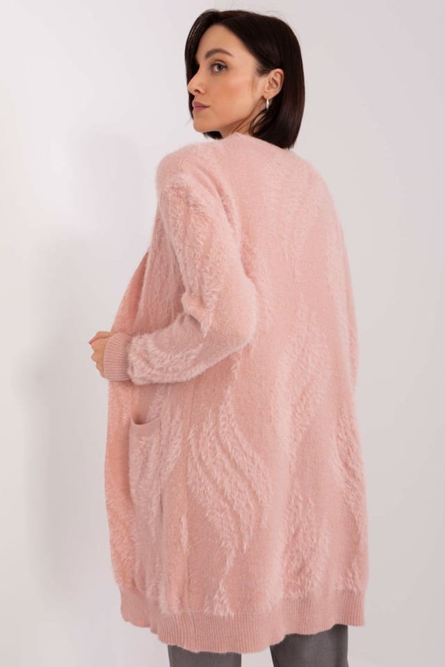 Love Lace Love Lace Women's Variegated Long Sleeve Open Cardigan with Pockets in Pink - 3
