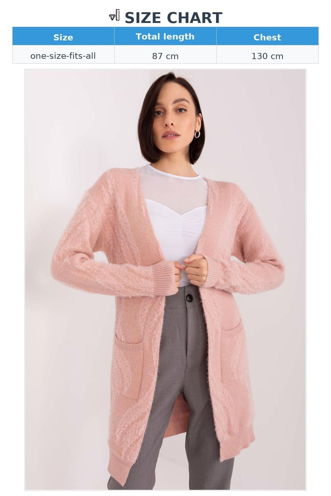 Love Lace Love Lace Women's Variegated Long Sleeve Open Cardigan with Pockets in Pink - 4