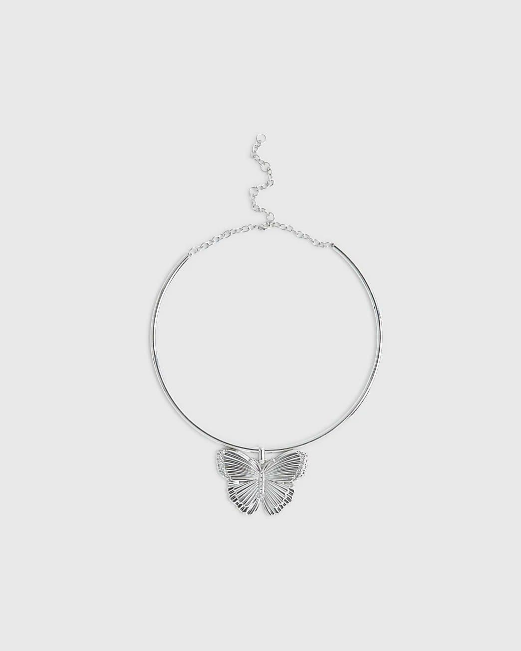 River Island River Island Womens Silver Butterfly Torque Necklace