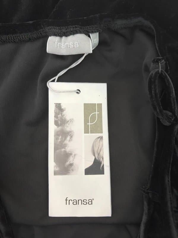 Fransa Fransa Velvet Tank Top T-Shirt Size XL Black Stretch Womens NEW EU 46 RRP £29.99