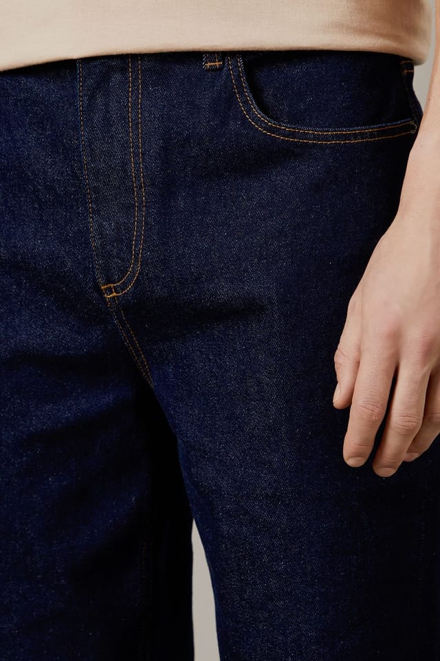 Burton Burton Men's Rinse Wash Stretch Tapered Fit Jeans in Dark Blue - 3