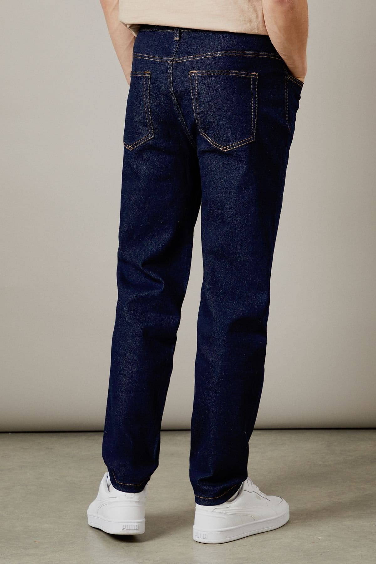 Burton Burton Men's Rinse Wash Stretch Tapered Fit Jeans in Dark Blue - 4