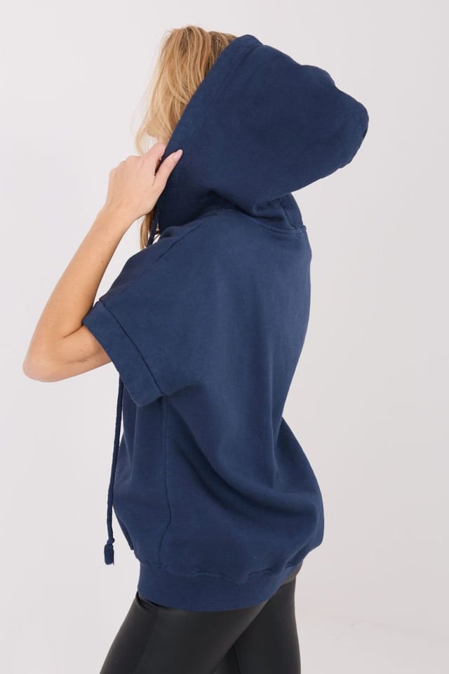Love Lace Love Lace Women's Cotton Elastane Hooded Zip Sweatshirt in Blue - 2