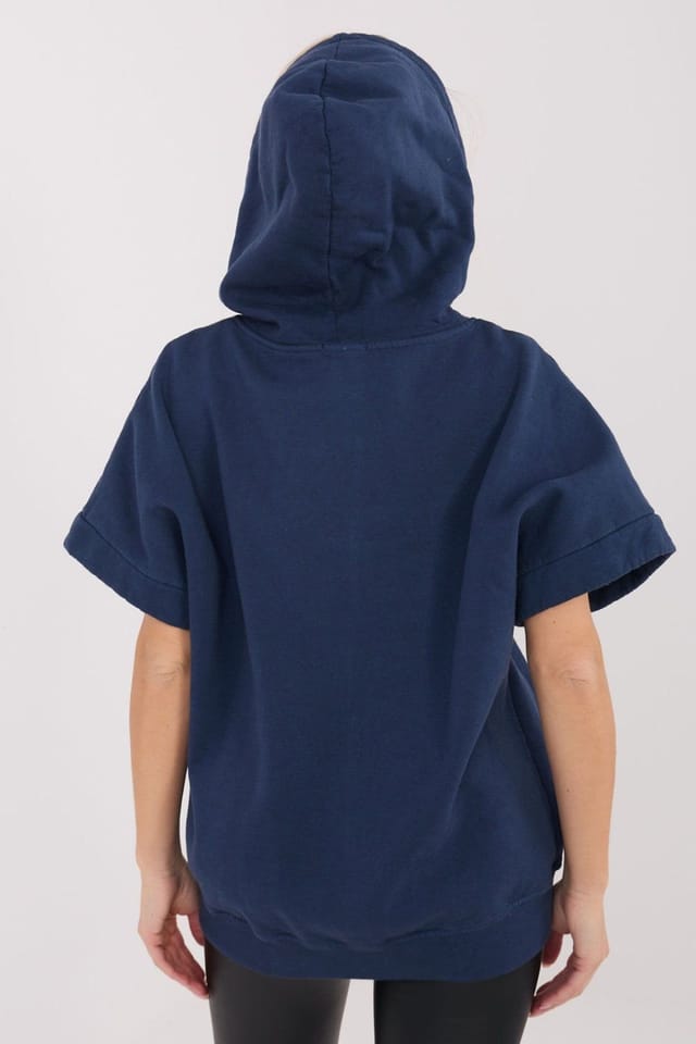 Love Lace Love Lace Women's Cotton Elastane Hooded Zip Sweatshirt in Blue - 3