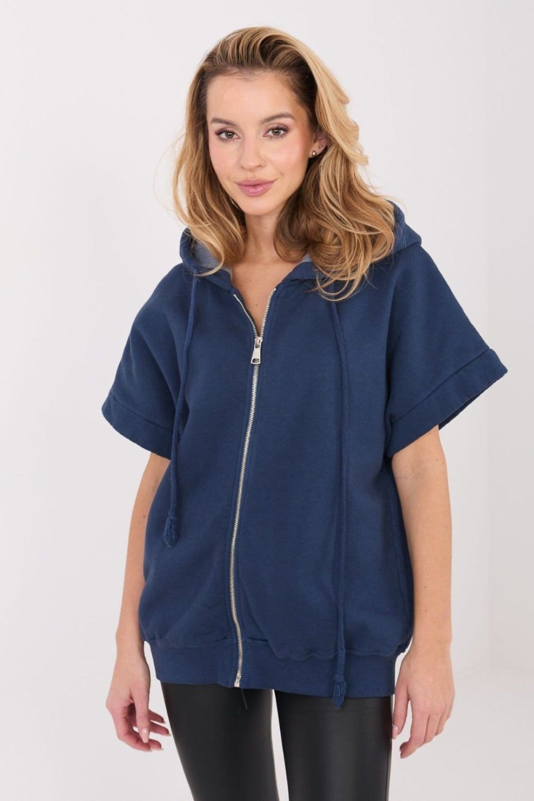 Love Lace Love Lace Women's Cotton Elastane Hooded Zip Sweatshirt in Blue - 4