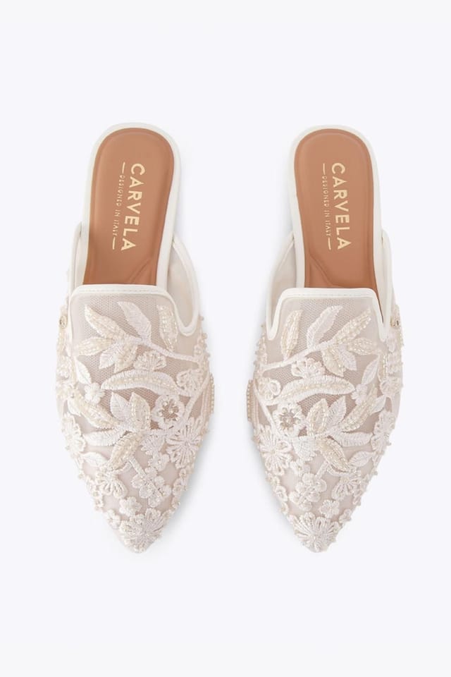 Carvela Carvela Women's 'Evelina Lace Mule' Fabric Flats in Cream - 2