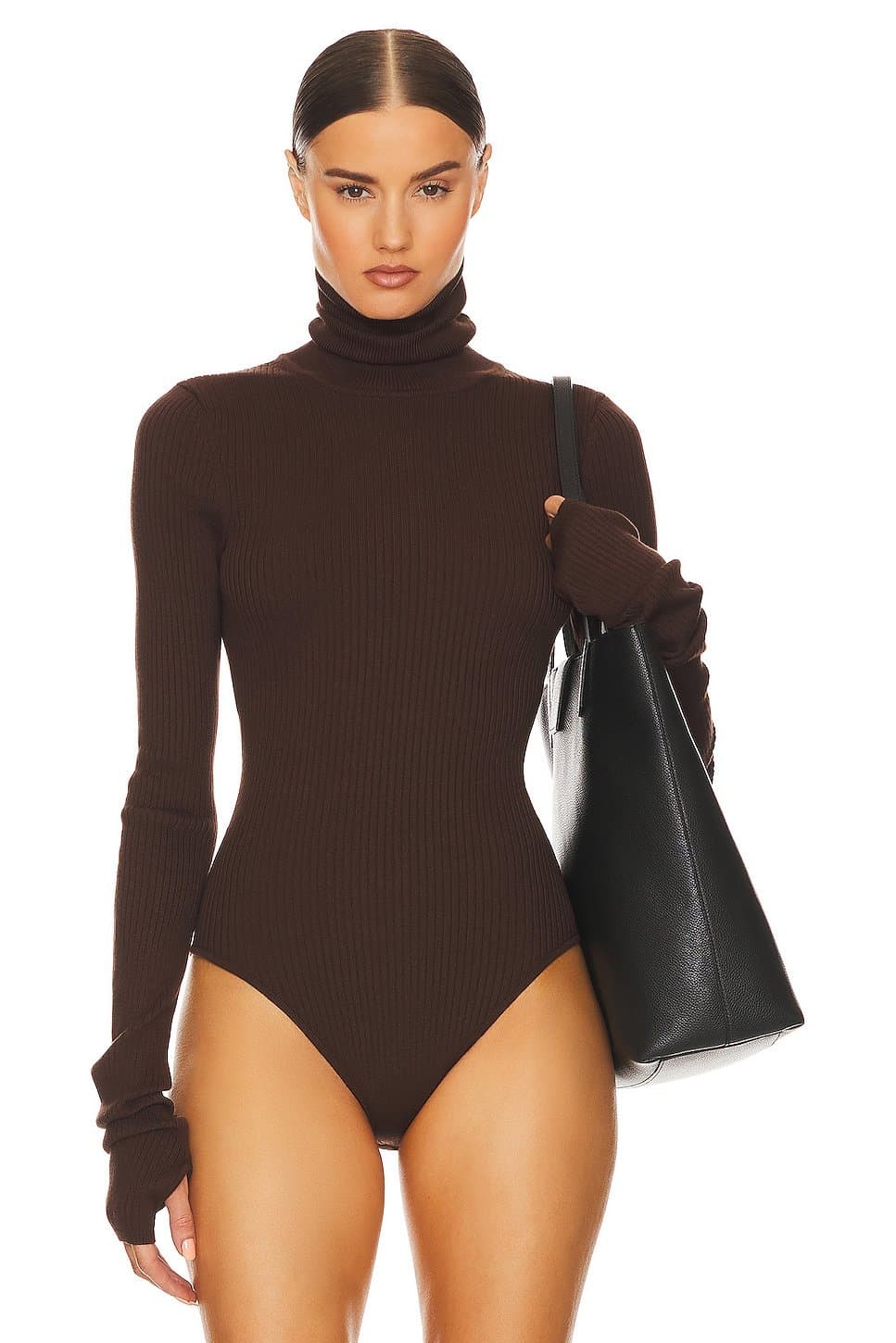 revolve Revolve Dark Brown Turtleneck Bodysuit