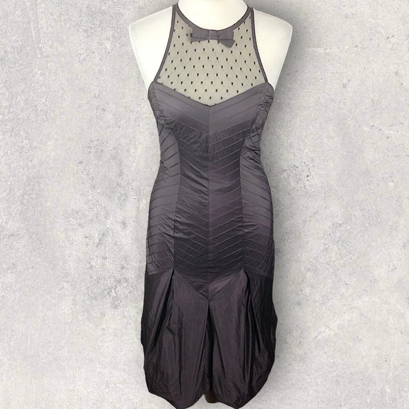 Karen Millen Karen Millen Womens Brown Taffeta Bubble Hem Bodycon Occasion Dress UK 8 - 1